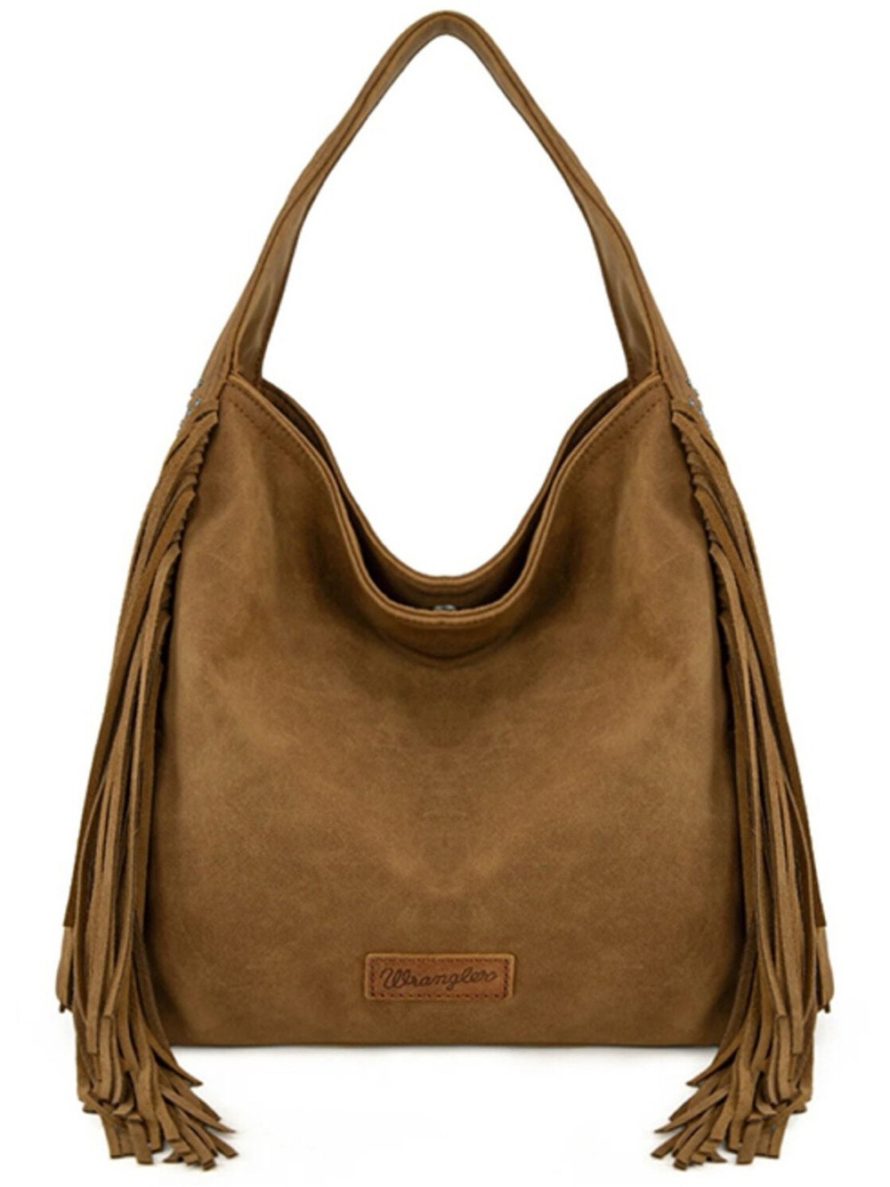 NWT WRANGLER WOMEN'S SHILOH FRINGE
STUDDED HOBO BAG - Brown/Tan - Picture 1 of 11
